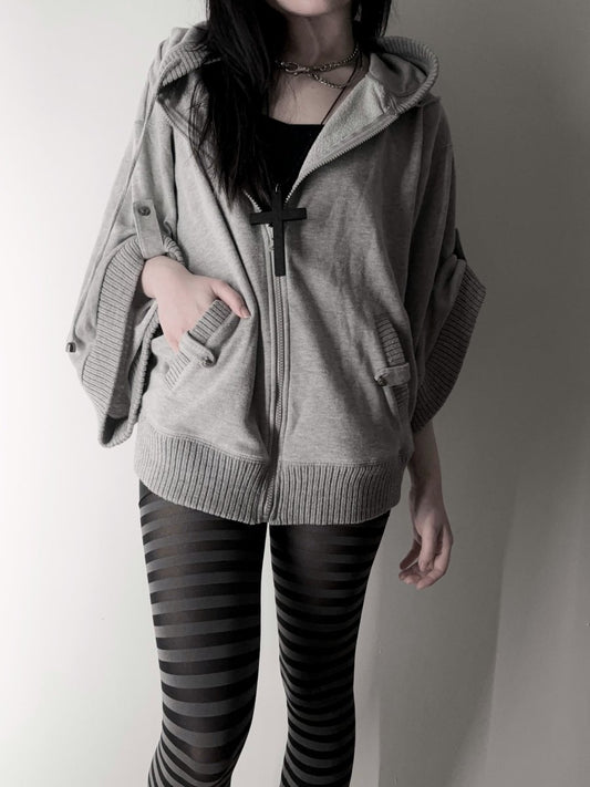 Image Zip Up Poncho Jacket - MIDNIGHT FAE