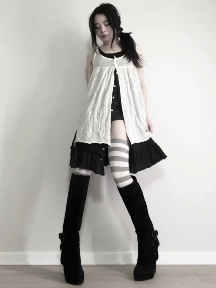 Infirmary Layered Dress - MIDNIGHT FAE