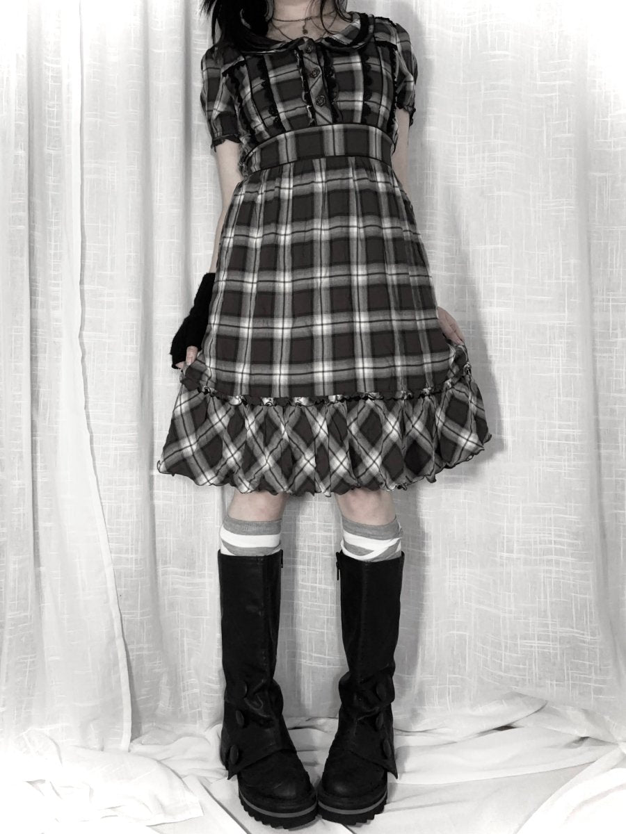 Inkling Plaid Dress - MIDNIGHT FAE