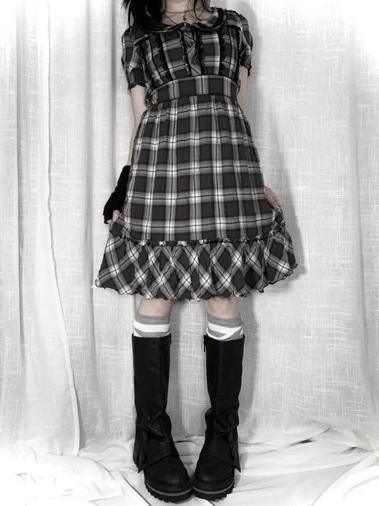 Inkling Plaid Dress - MIDNIGHT FAE