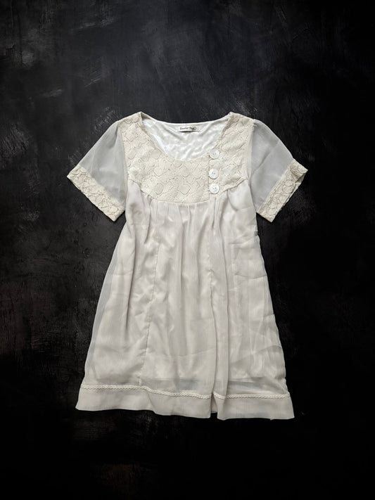 Ivory Button Dress - MIDNIGHT FAE