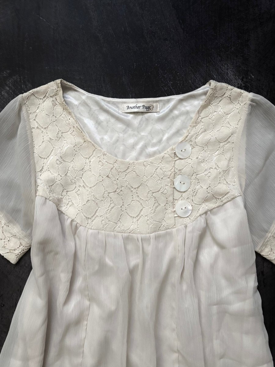 Ivory Button Dress - MIDNIGHT FAE