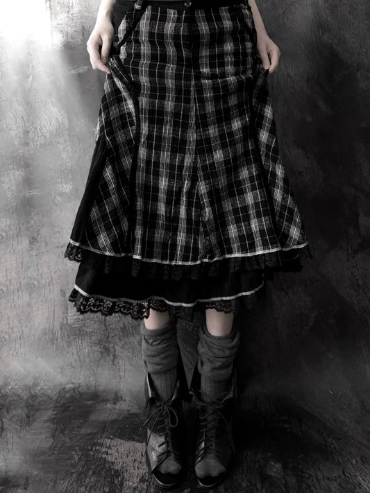 Jane Plaid Skirt - MIDNIGHT FAE