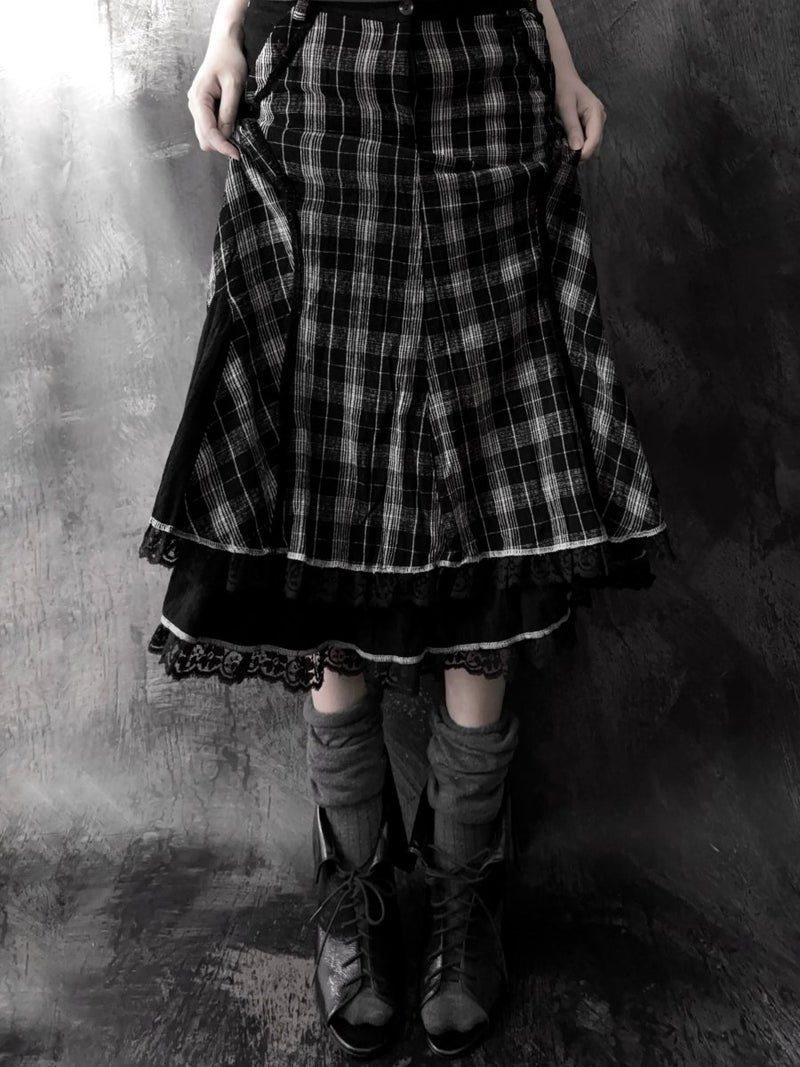 Jane Plaid Skirt - MIDNIGHT FAE