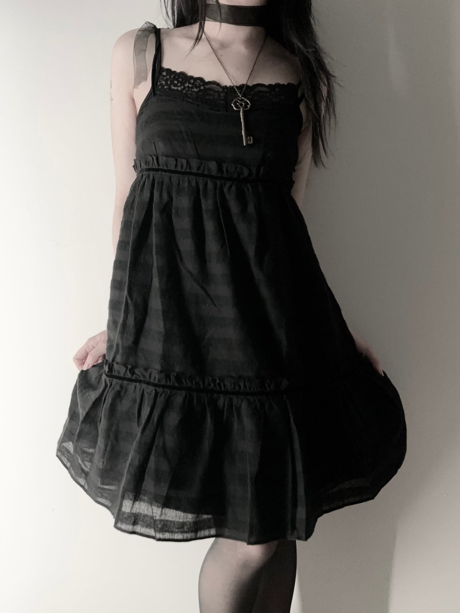 Jill Striped Babydoll Dress (BNWT) - MIDNIGHT FAE