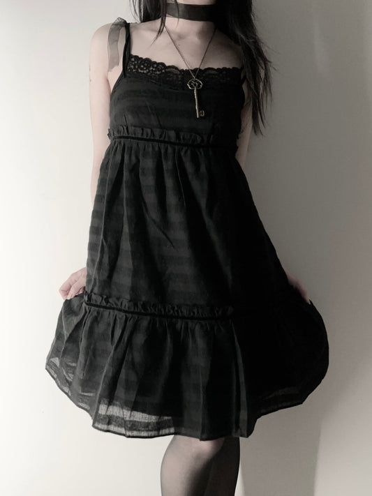 Jill Striped Babydoll Dress (BNWT) - MIDNIGHT FAE