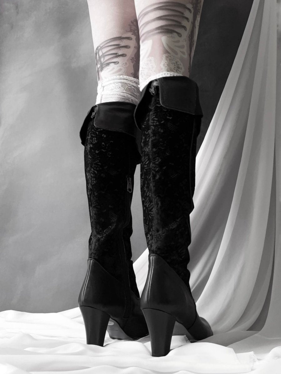 Lace Pirate Boots - MIDNIGHT FAE