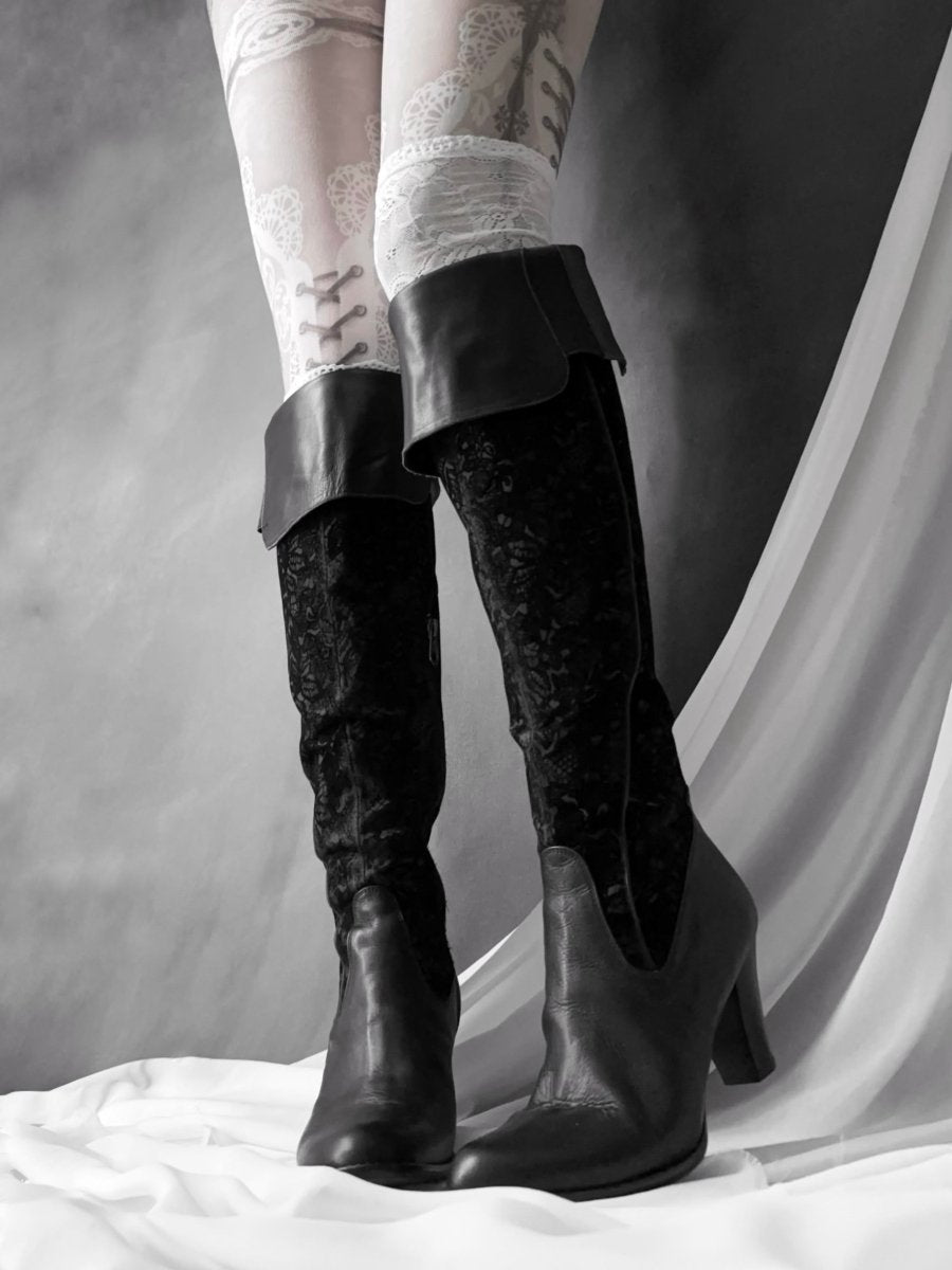 Lace Pirate Boots - MIDNIGHT FAE