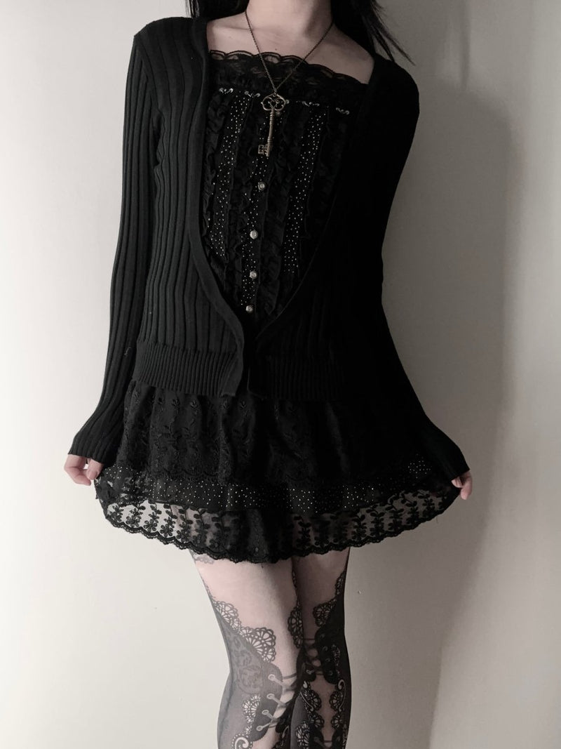 Layered Ruffle Mini Dress - MIDNIGHT FAE