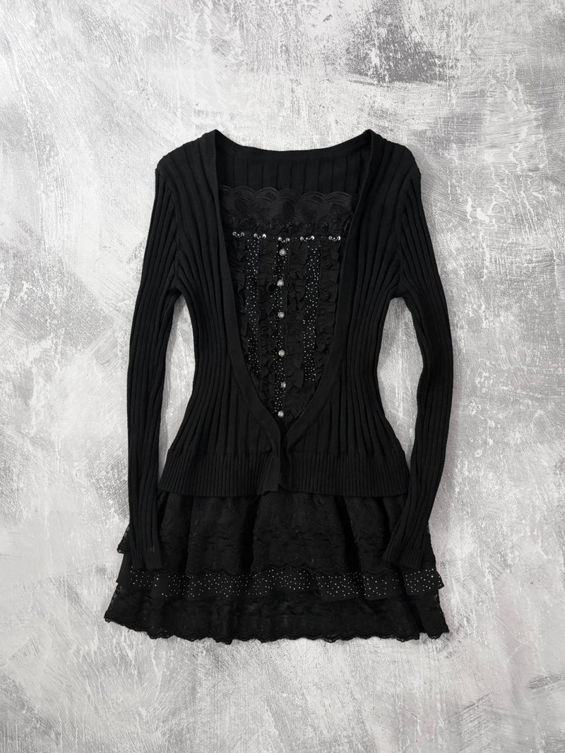 Layered Ruffle Mini Dress - MIDNIGHT FAE