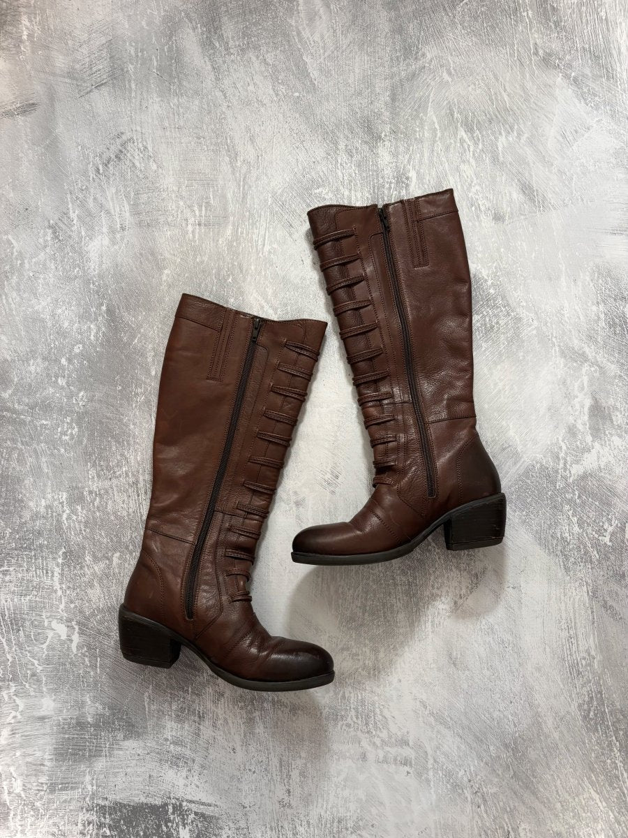 Leather Button Boots - MIDNIGHT FAE
