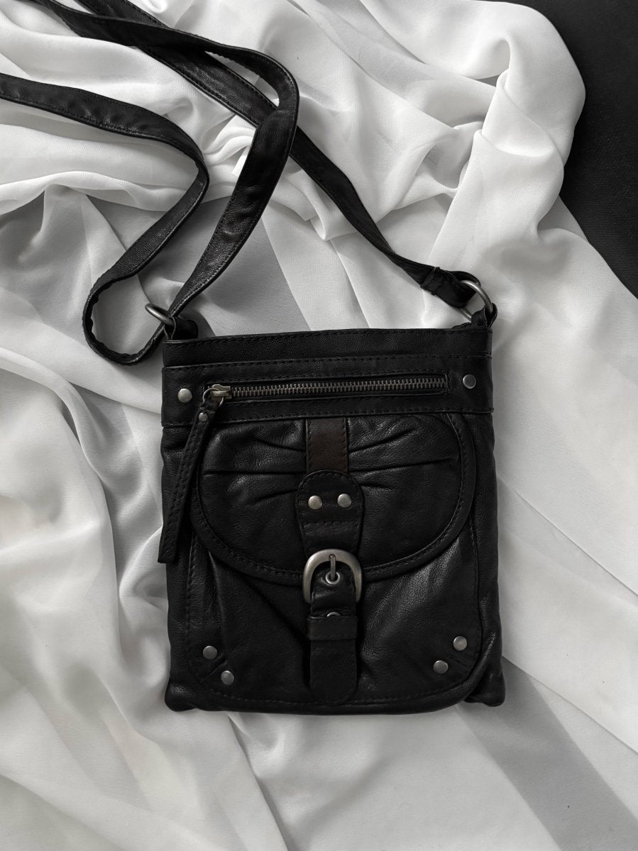 Leather Messenger Bag - MIDNIGHT FAE