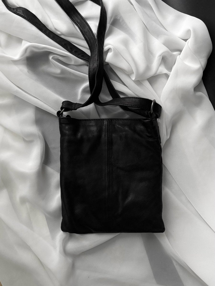 Leather Messenger Bag - MIDNIGHT FAE