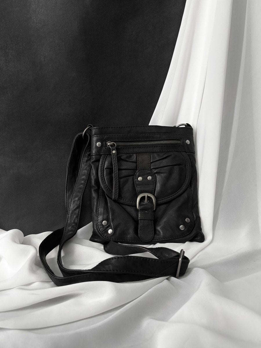 Leather Messenger Bag - MIDNIGHT FAE