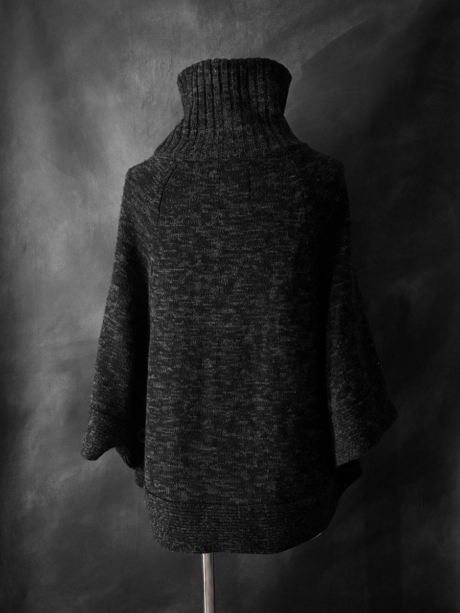 Letter Button Poncho - MIDNIGHT FAE