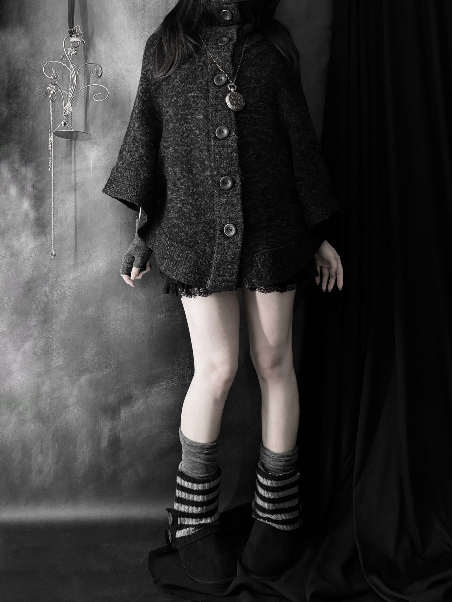 Letter Button Poncho - MIDNIGHT FAE