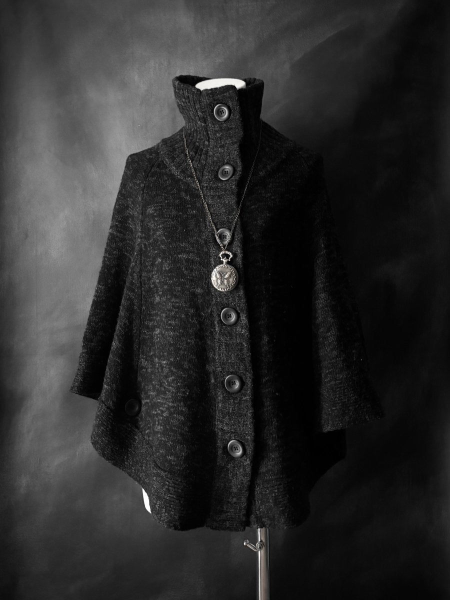 Letter Button Poncho - MIDNIGHT FAE