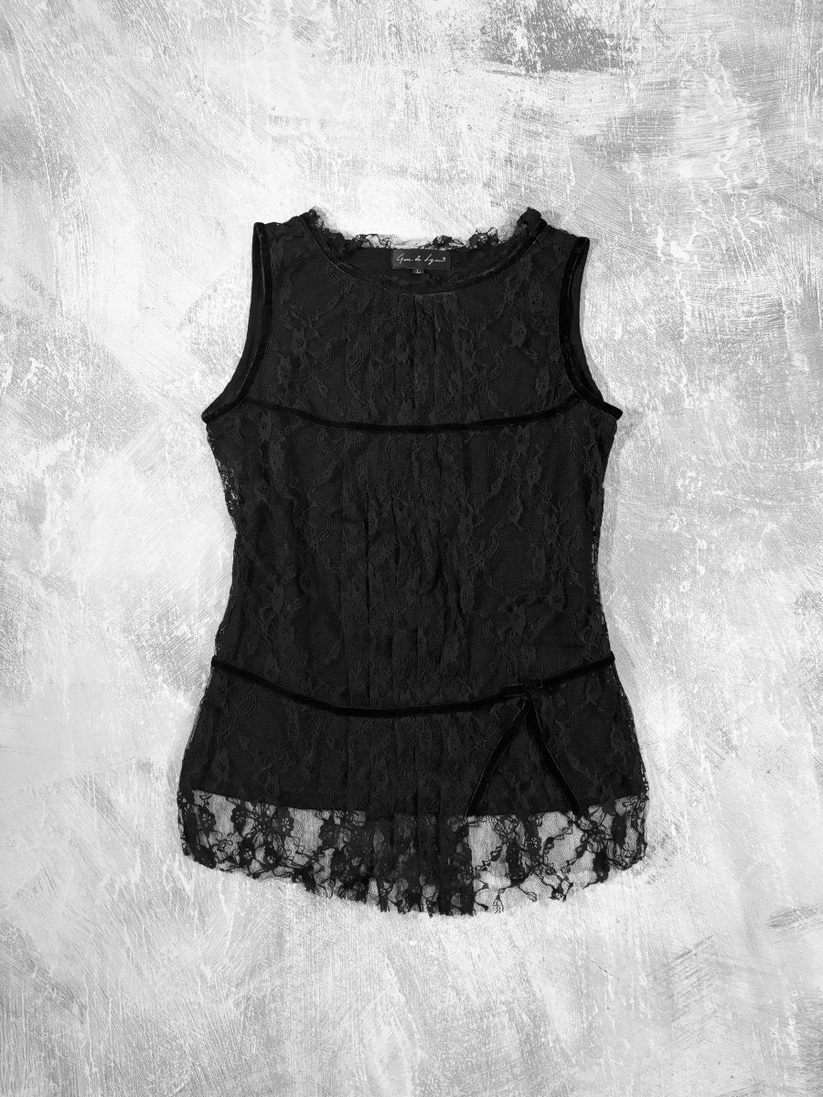 Lyon Pleated Lace Top - MIDNIGHT FAE