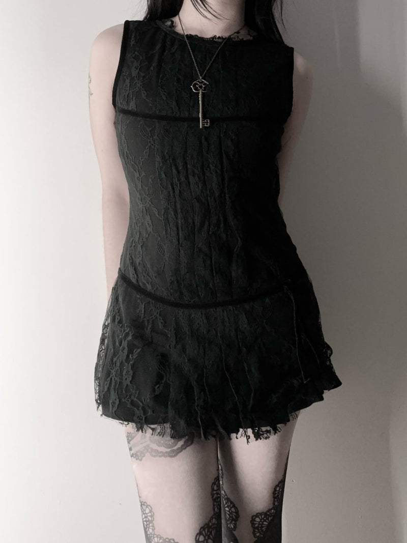 Lyon Pleated Lace Top - MIDNIGHT FAE