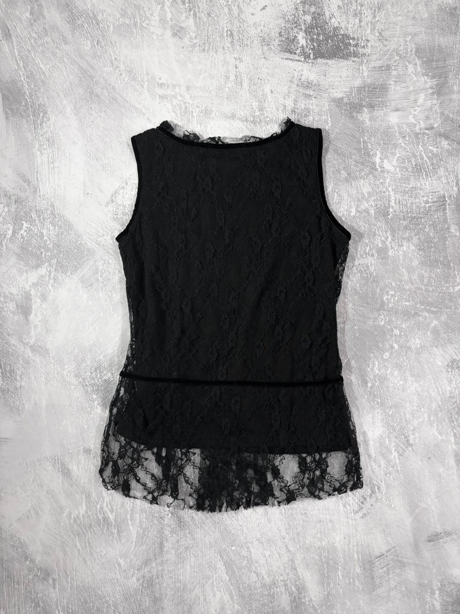Lyon Pleated Lace Top - MIDNIGHT FAE