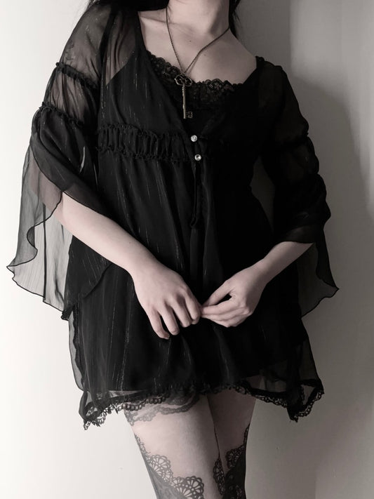 Maiden Sheer Blouse - MIDNIGHT FAE