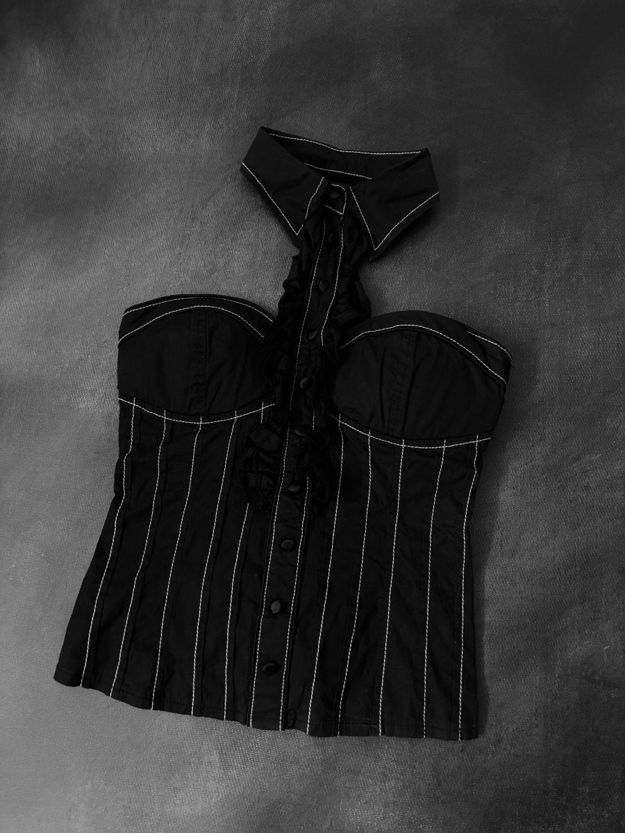 Marionette Pinstripe Top - MIDNIGHT FAE