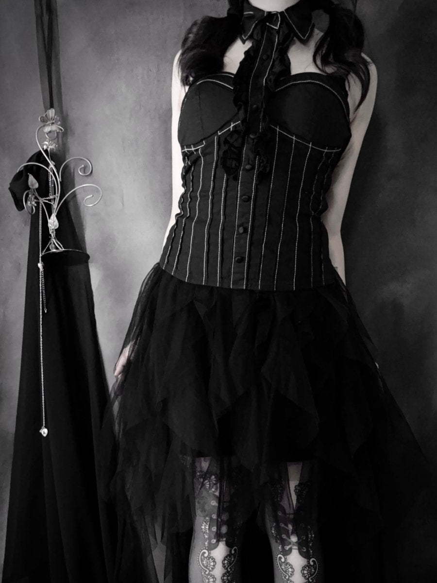 Marionette Pinstripe Top - MIDNIGHT FAE