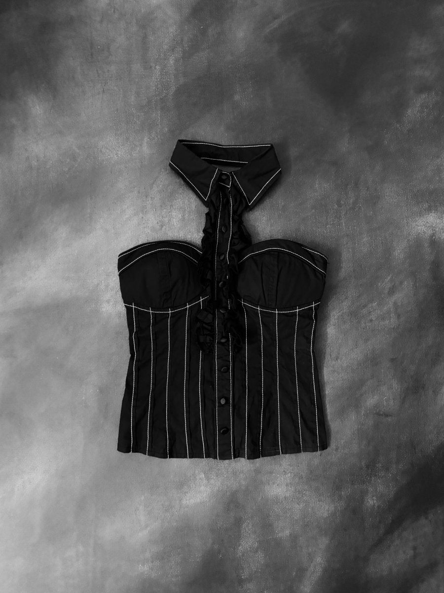 Marionette Pinstripe Top - MIDNIGHT FAE