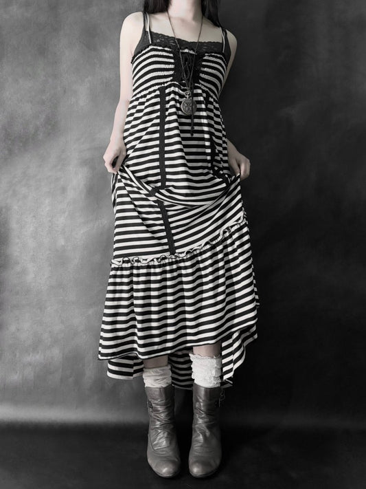Memoria Striped Dress - MIDNIGHT FAE