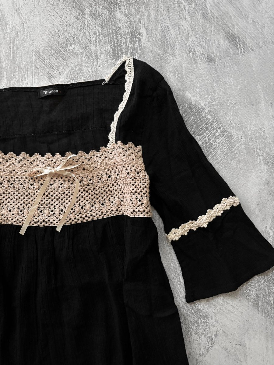 Mignon Babydoll Blouse - MIDNIGHT FAE