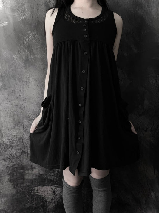 Minx Button Dress - MIDNIGHT FAE