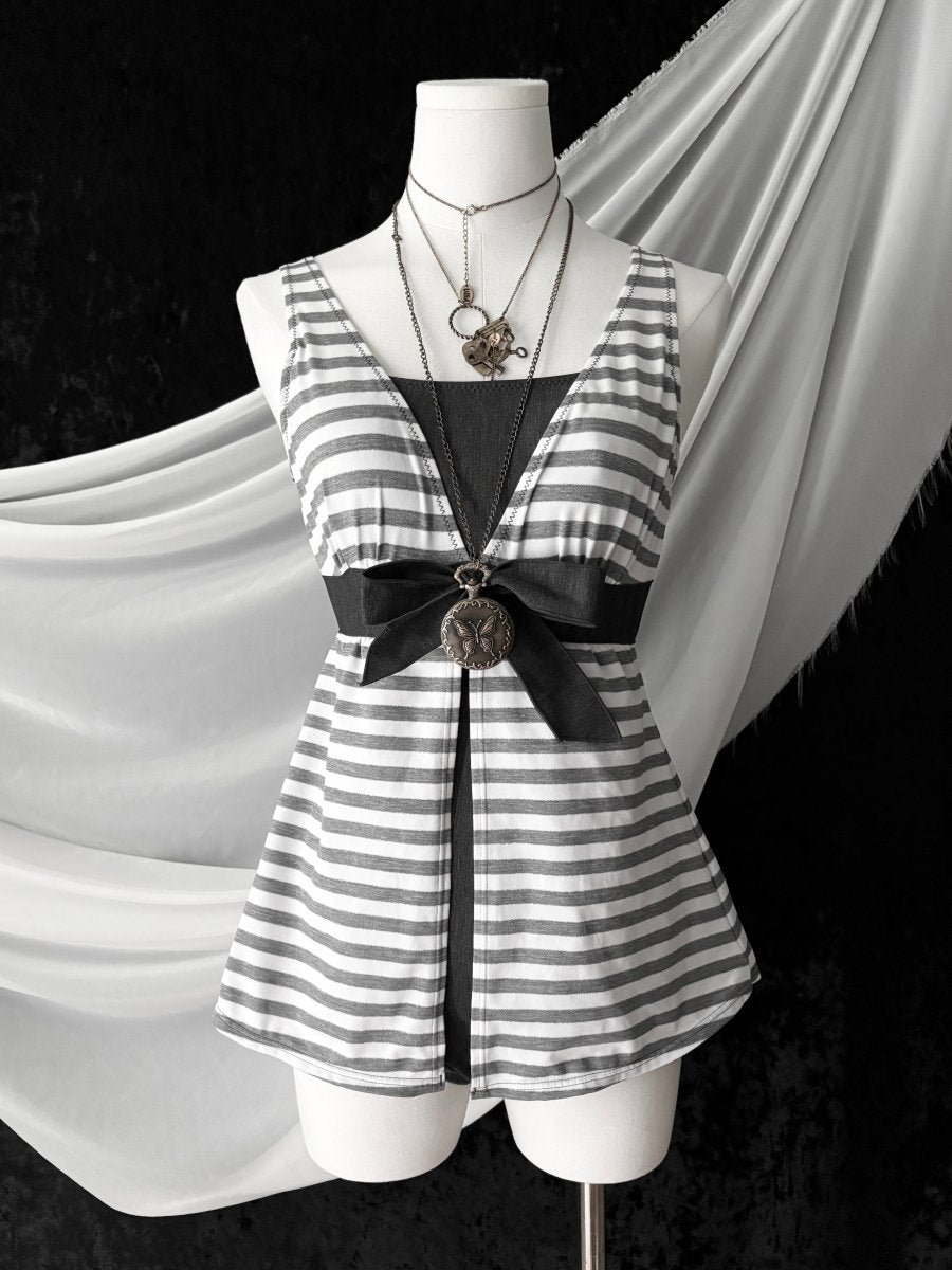Mist Striped Swimsuit - MIDNIGHT FAE