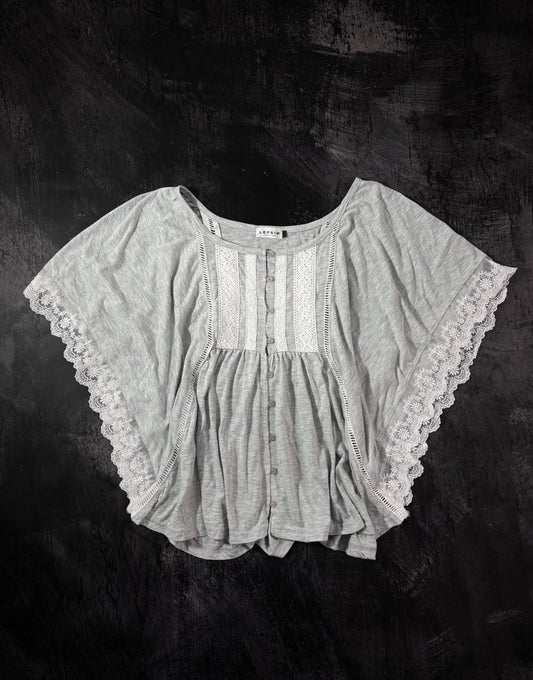 Mori Grey Lace Blouse - MIDNIGHT FAE