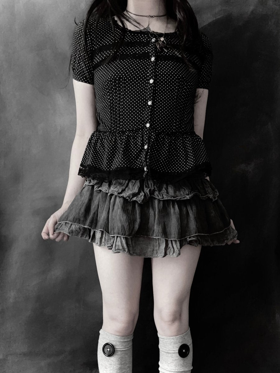 Mottle Button-Up Top - MIDNIGHT FAE