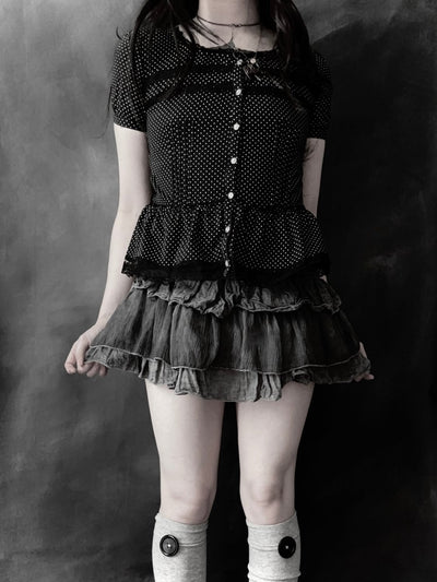 Mottle Button-Up Top - MIDNIGHT FAE