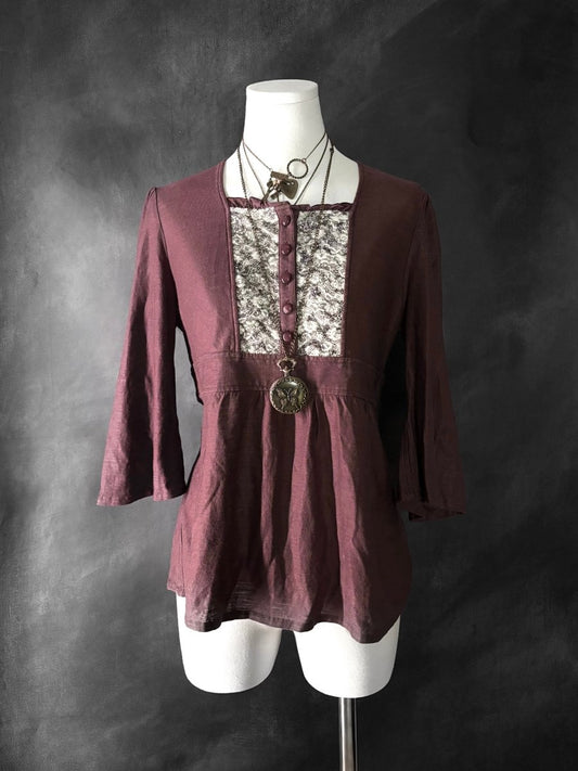 Mulberry Babydoll Blouse - MIDNIGHT FAE