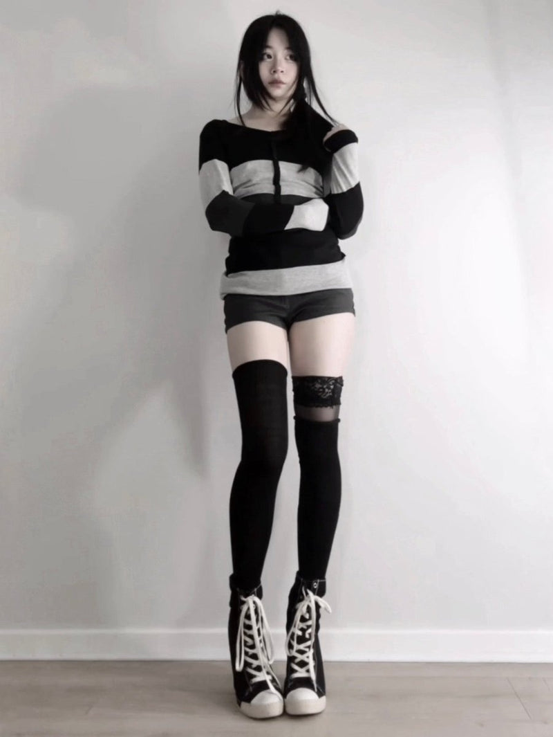 Multi Stripe Knit Top - MIDNIGHT FAE