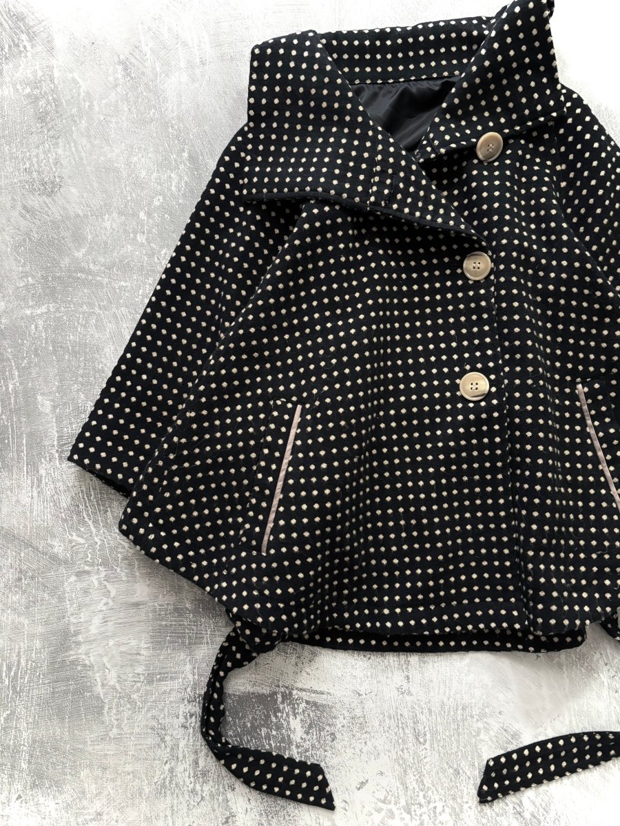 Navy Polkadot Poncho - MIDNIGHT FAE