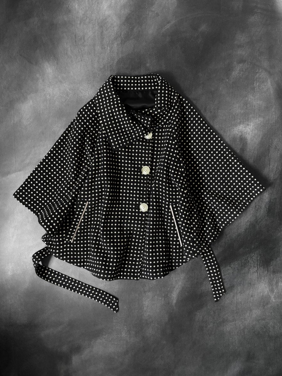 Navy Polkadot Poncho - MIDNIGHT FAE