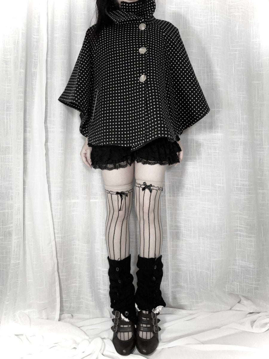 Navy Polkadot Poncho - MIDNIGHT FAE