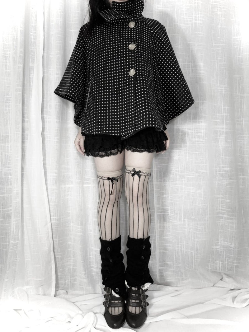 Navy Polkadot Poncho - MIDNIGHT FAE