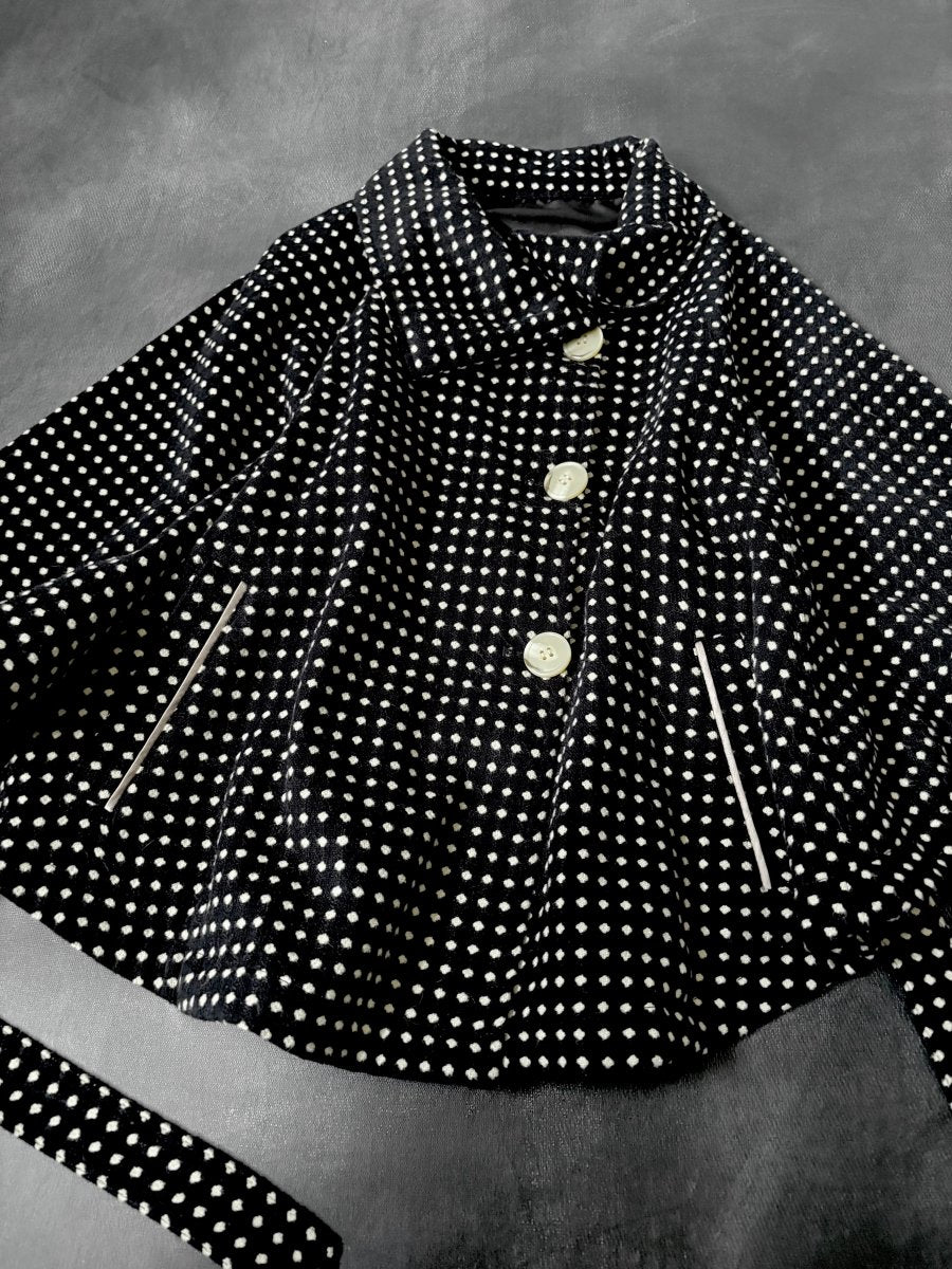 Navy Polkadot Poncho - MIDNIGHT FAE