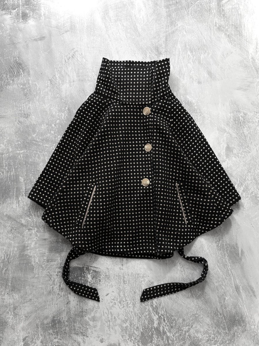 Navy Polkadot Poncho - MIDNIGHT FAE