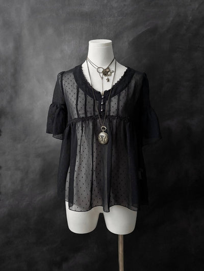 Noctelle Sheer Blouse - MIDNIGHT FAE