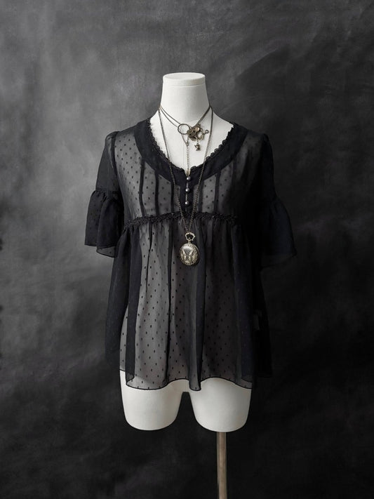 Noctelle Sheer Blouse - MIDNIGHT FAE