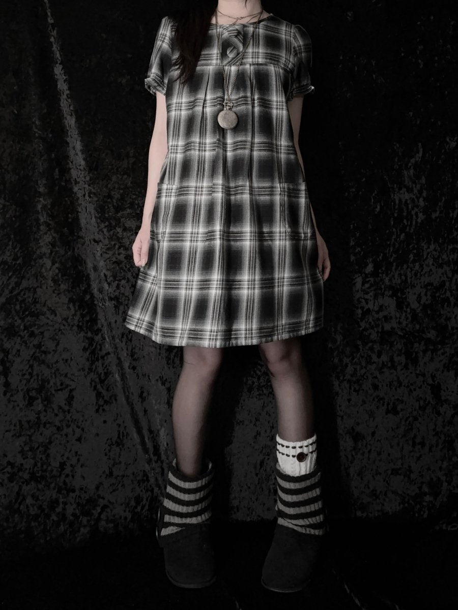 Noir Plaid Dress - MIDNIGHT FAE