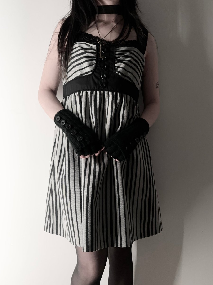 Noir Striped Babydoll Dress - MIDNIGHT FAE
