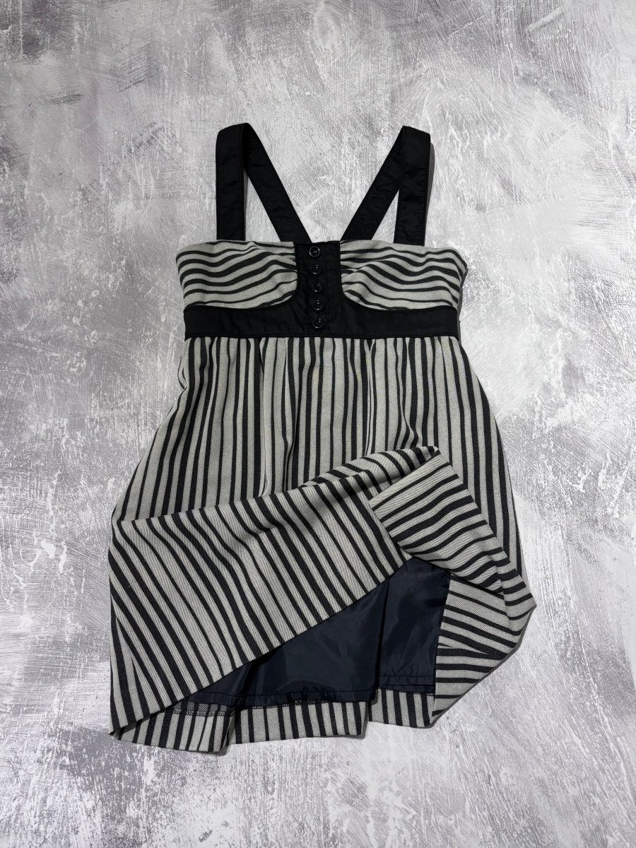 Noir Striped Babydoll Dress - MIDNIGHT FAE