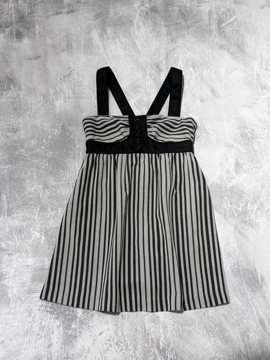 Noir Striped Babydoll Dress - MIDNIGHT FAE