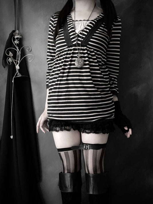 Nostalgia Striped Shirt - MIDNIGHT FAE